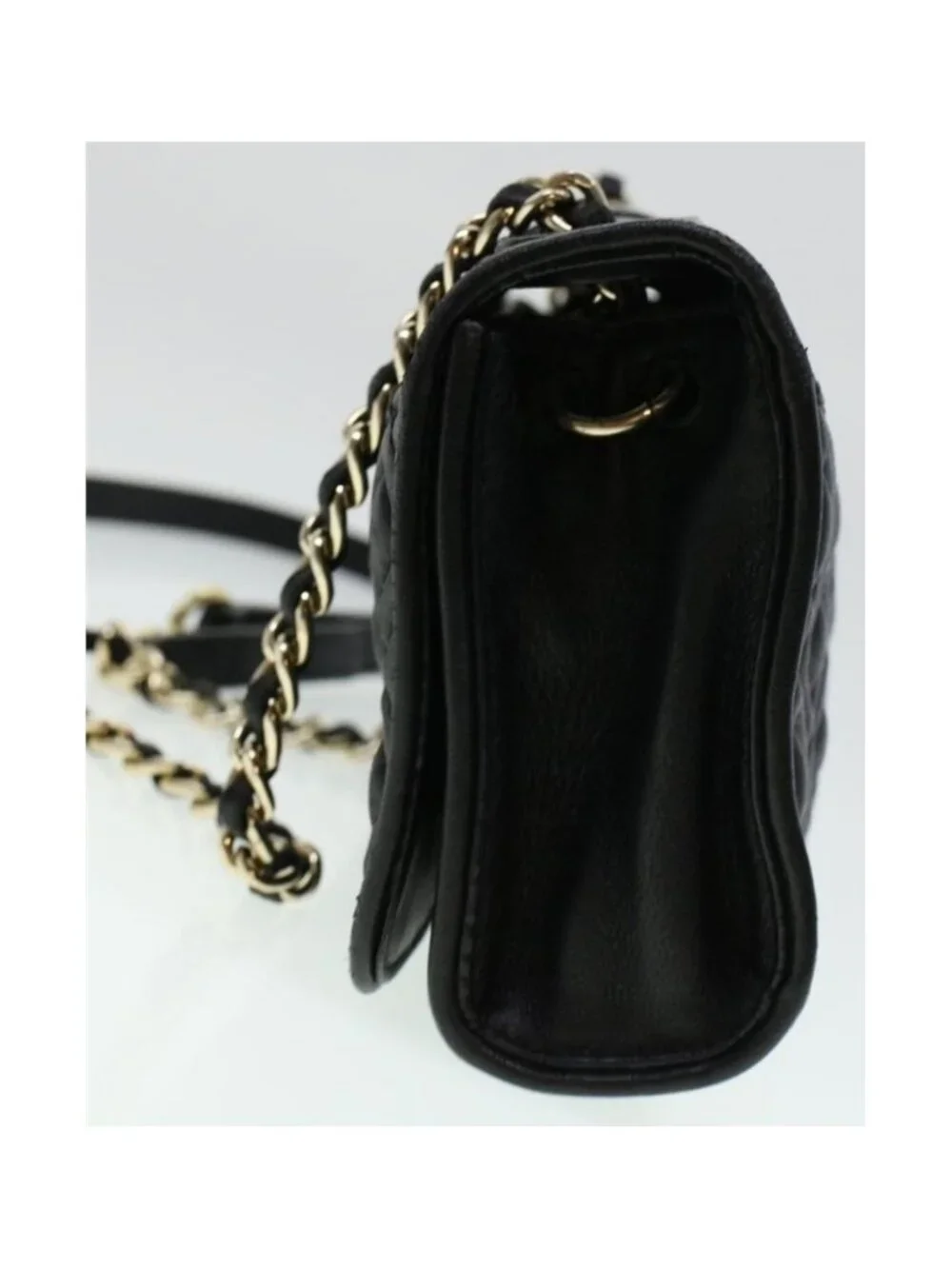 Authentic TORY BURCH Chain Shoulder Bag Leather Black